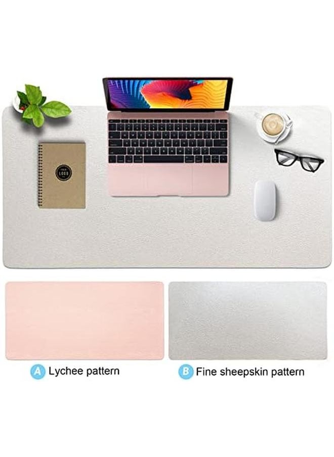 erorex - Multifunctional Desk Pad 80X40Cm Leather Computer Mouse Pad Office Desk Mat Extended Gaming Mouse Pad Non Slip Waterproof Dual Side Use Desk Mat Protector Pink White - Image 1