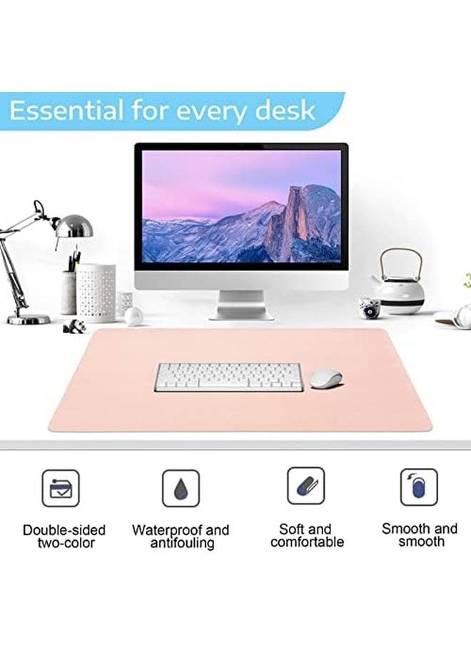 erorex - Multifunctional Desk Pad 80X40Cm Leather Computer Mouse Pad Office Desk Mat Extended Gaming Mouse Pad Non Slip Waterproof Dual Side Use Desk Mat Protector Pink White - Image 1