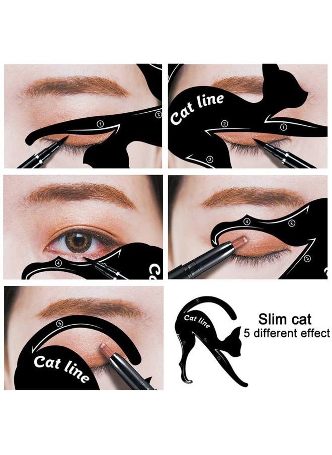 MARBLERS 2 Pcs Cat Eyeliner Stencils, Matte PVC Material Smoky Eyeshadow Applicators Template Plate, Cat Shape Eye Liner & Eye Shadow Guide Template Tool  - Image 4