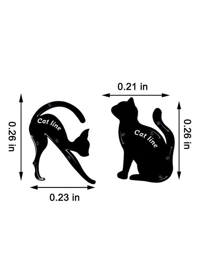 MARBLERS 2 Pcs Cat Eyeliner Stencils, Matte PVC Material Smoky Eyeshadow Applicators Template Plate, Cat Shape Eye Liner & Eye Shadow Guide Template Tool  - Image 2
