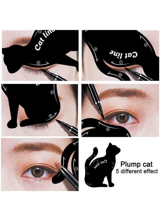 MARBLERS 2 Pcs Cat Eyeliner Stencils, Matte PVC Material Smoky Eyeshadow Applicators Template Plate, Cat Shape Eye Liner & Eye Shadow Guide Template Tool  - Image 3