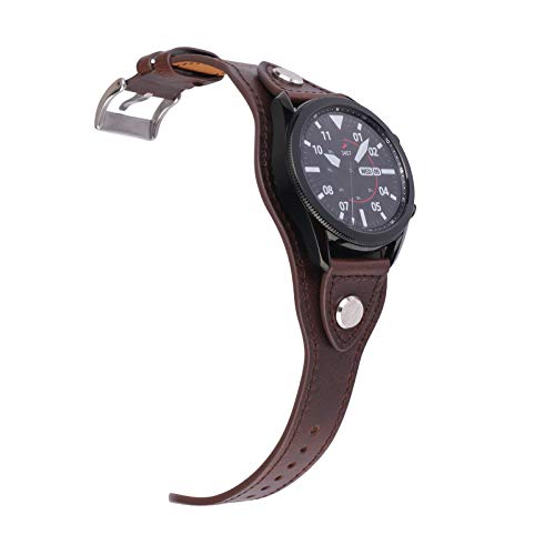 KONAFEI Compatible with Samsung Galaxy Watch 7&FE&6&5&4&3 Band/40mm 44mm/Active 2/Galaxy Watch 5 Pro/Watch 6&4 Classic 43mm/47mm/42mm/46mm/Garmin Venu, 20mm Leather Bracelet Vintage Strap for Men&Women - Image 4