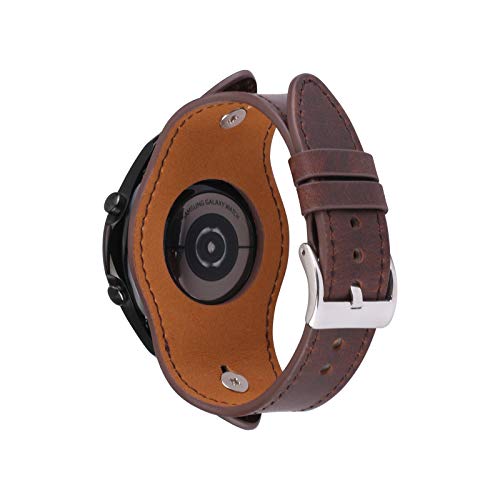 KONAFEI Compatible with Samsung Galaxy Watch 7&FE&6&5&4&3 Band/40mm 44mm/Active 2/Galaxy Watch 5 Pro/Watch 6&4 Classic 43mm/47mm/42mm/46mm/Garmin Venu, 20mm Leather Bracelet Vintage Strap for Men&Women - Image 2