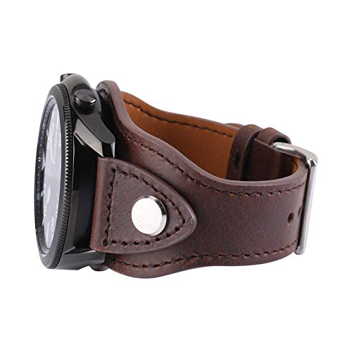 KONAFEI Compatible with Samsung Galaxy Watch 7&FE&6&5&4&3 Band/40mm 44mm/Active 2/Galaxy Watch 5 Pro/Watch 6&4 Classic 43mm/47mm/42mm/46mm/Garmin Venu, 20mm Leather Bracelet Vintage Strap for Men&Women - Image 1