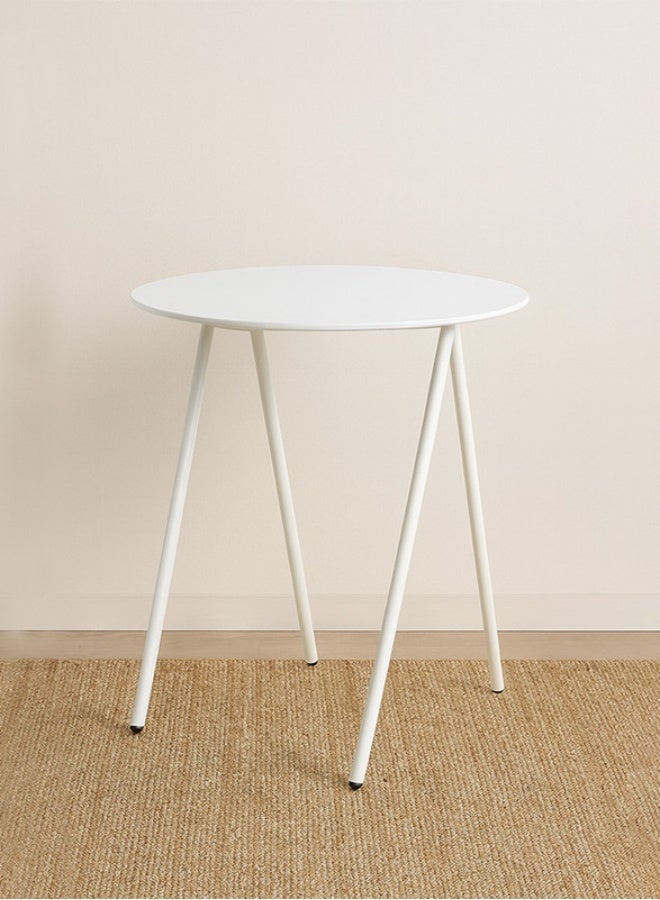 YI ONE Corner Table – Round White Powder-Coated Top with Metal Legs, 500×500×600 mm, Indoor & Outdoor Side Table for Sofa, Bed, Office & Home - Image 1