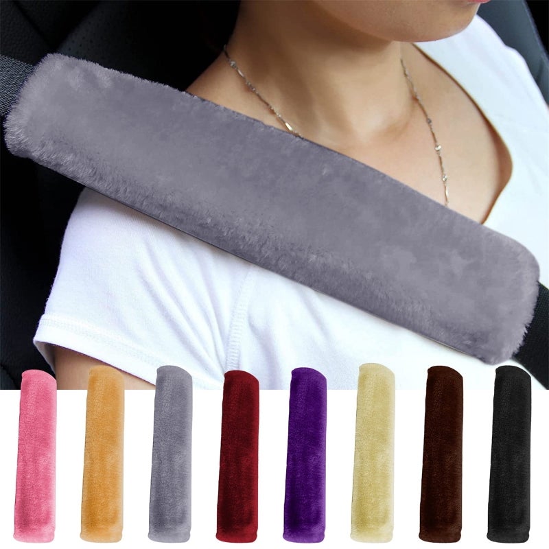 2-piece soft sheepskin shoulder cover (black, common for car backpacks) - Image 1