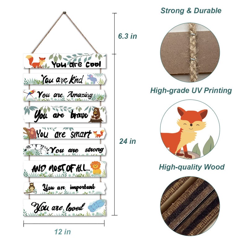 JEVUVU Woodland Nursery Room Decor for Baby Bedroom - Jungle Safari Animal Theme Wall Decor for Toddler Boy or Girl - Colorful Elephant Giraffe Lion Forest Wall Art Decorations - Image 1