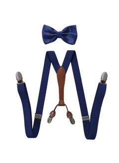 Generic Fashionable Trendy Unisex Elastic Adjustable Suspenders Anti-slip Universal Bib Pants For Adults Kids Loose Fitting Navy 