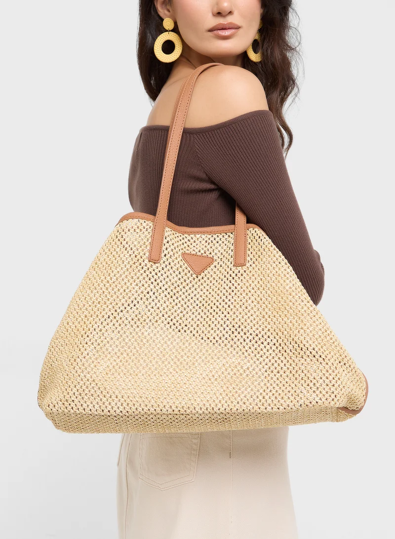ELLA Contrast Color Woven Shopper Bag
