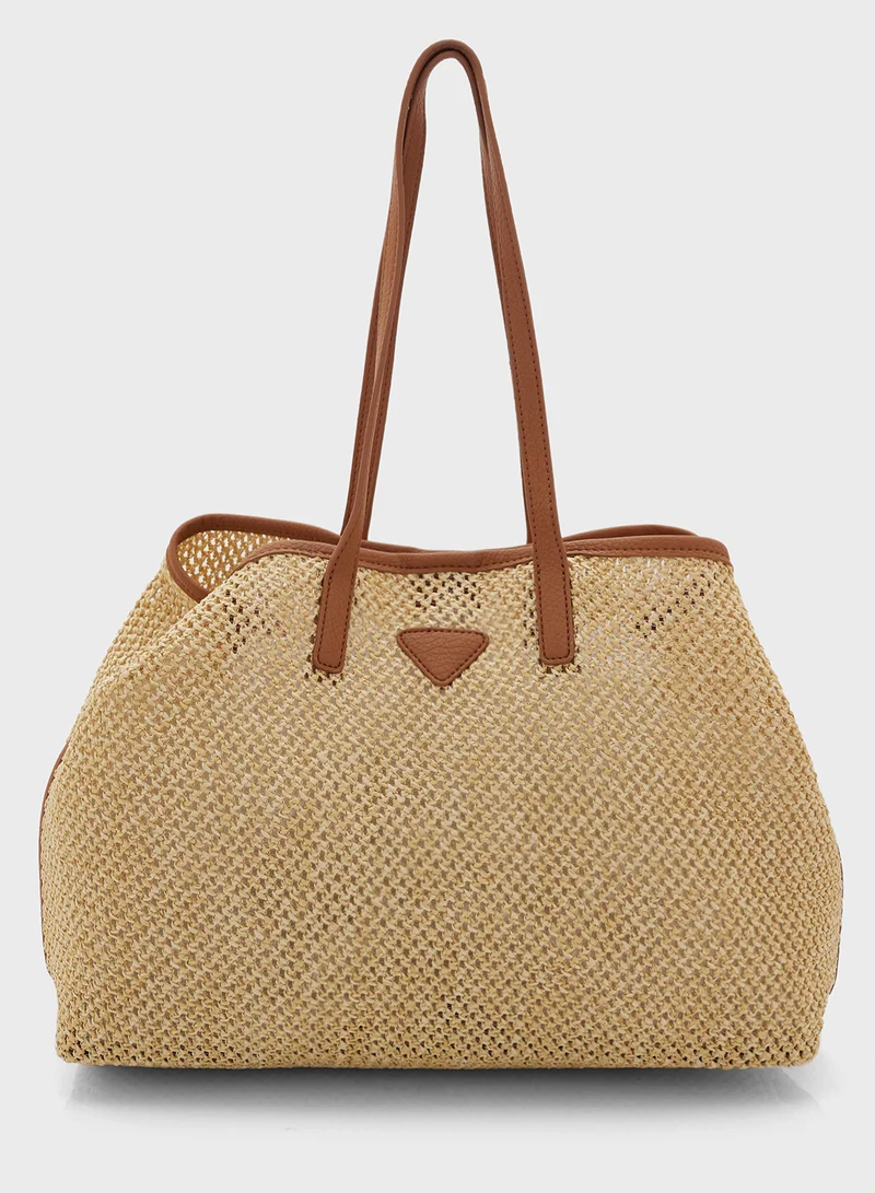 ELLA Contrast Color Woven Shopper Bag