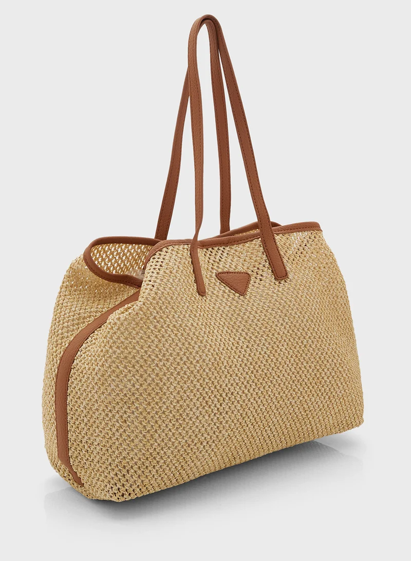 ELLA Contrast Color Woven Shopper Bag