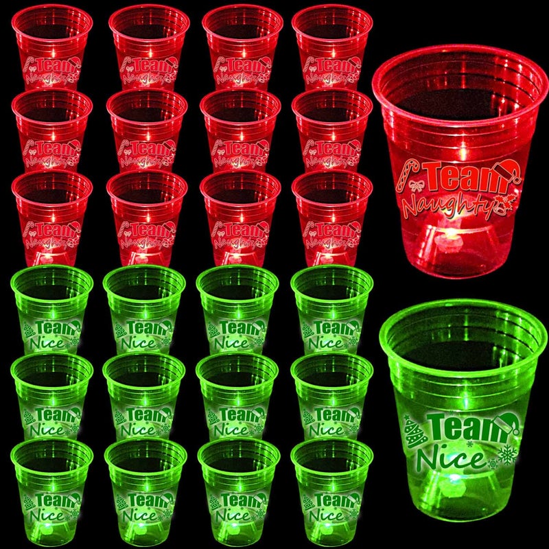 mishunyus 40 PCS Christmas Party Cups Glowing Christmas Team Naughty or Nice Party Cups Decoration Cups for Christmas Party Cups Party SuppliesRed  Green