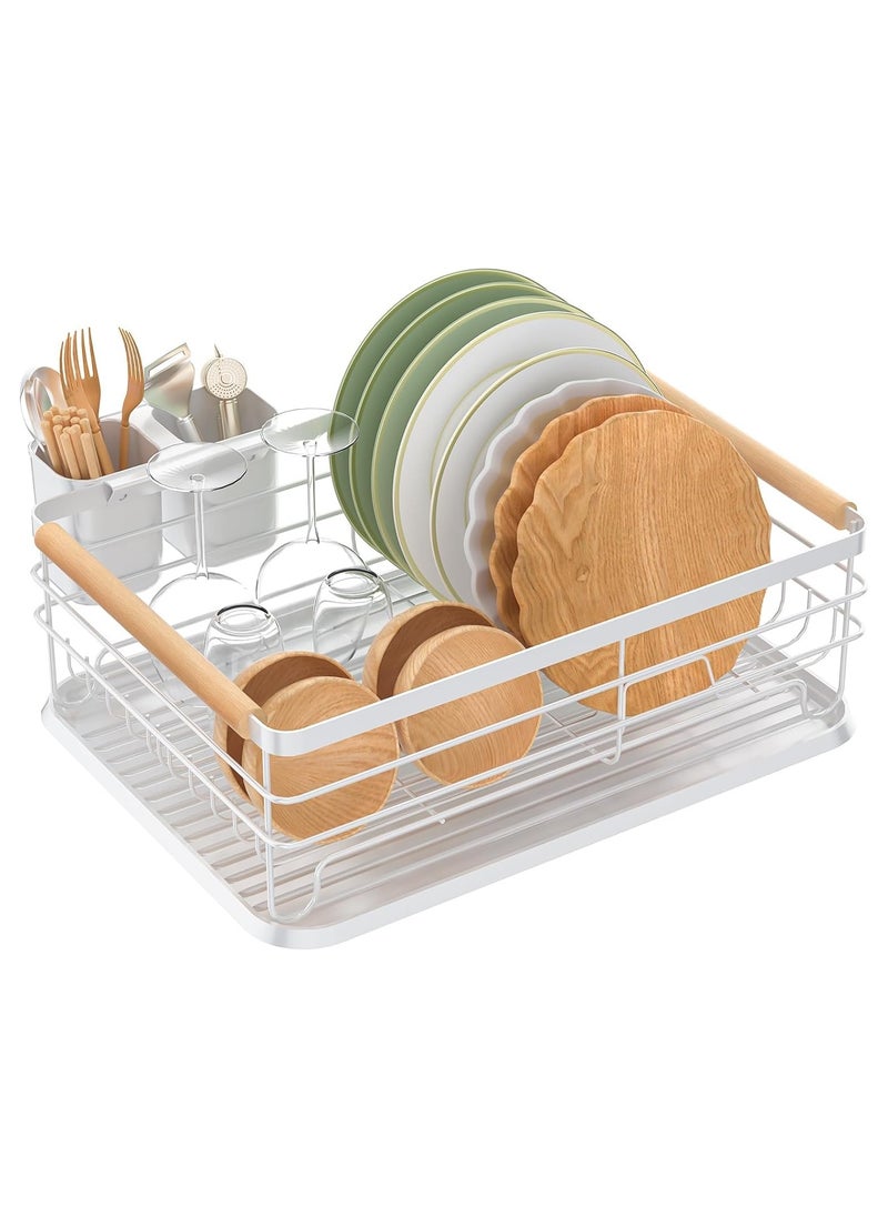 XVersion - Dish Drying Rack ,Kitchen Sink Organizer Anti Rush Dish Rack for Bowl,Plates,Utensil,Cutlery and Cup,Shelf Storage Holder for Home and Kitchen 43 x 30.5 x 14 cm (White) - Image 1