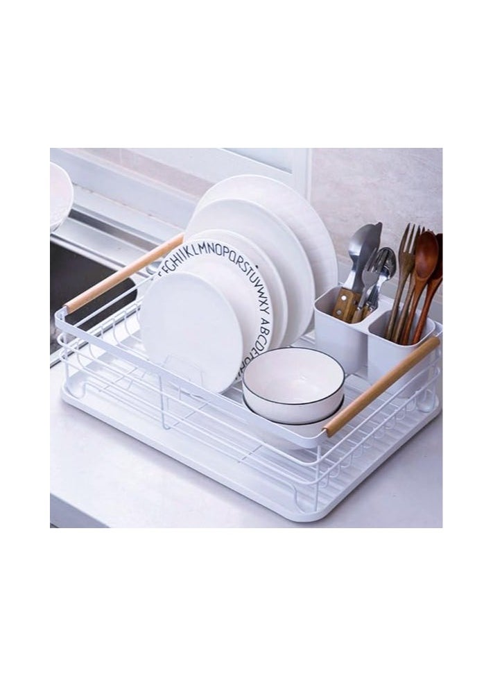 XVersion - Dish Drying Rack ,Kitchen Sink Organizer Anti Rush Dish Rack for Bowl,Plates,Utensil,Cutlery and Cup,Shelf Storage Holder for Home and Kitchen 43 x 30.5 x 14 cm (White) - Image 1