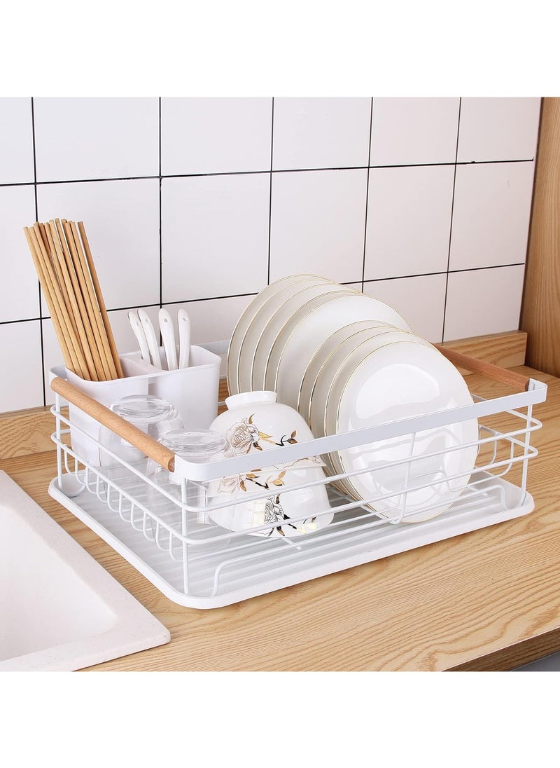 XVersion - Dish Drying Rack ,Kitchen Sink Organizer Anti Rush Dish Rack for Bowl,Plates,Utensil,Cutlery and Cup,Shelf Storage Holder for Home and Kitchen 43 x 30.5 x 14 cm (White) - Image 1