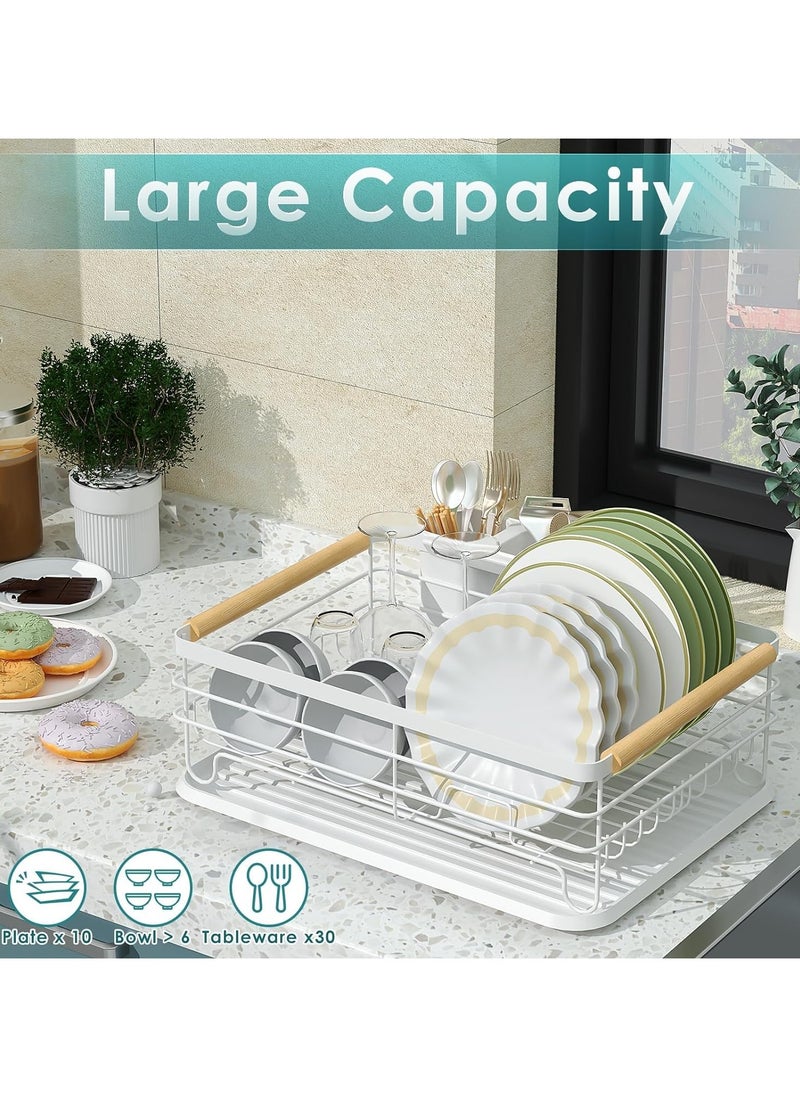 XVersion - Dish Drying Rack ,Kitchen Sink Organizer Anti Rush Dish Rack for Bowl,Plates,Utensil,Cutlery and Cup,Shelf Storage Holder for Home and Kitchen 43 x 30.5 x 14 cm (White) - Image 1