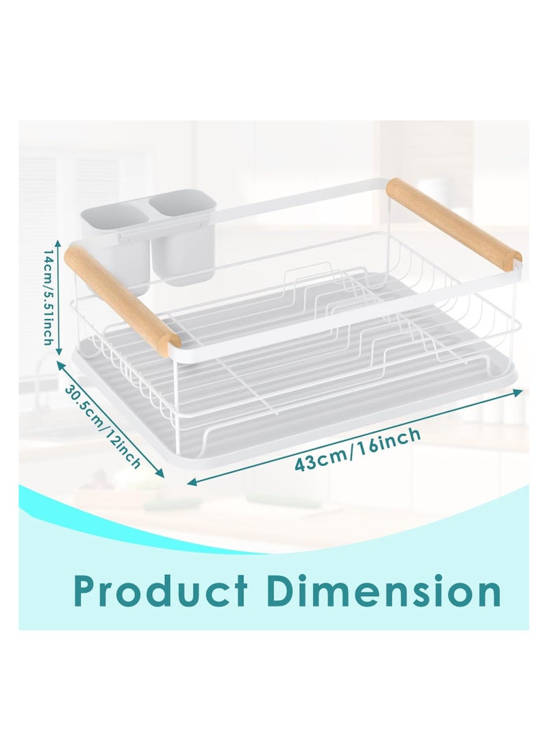XVersion - Dish Drying Rack ,Kitchen Sink Organizer Anti Rush Dish Rack for Bowl,Plates,Utensil,Cutlery and Cup,Shelf Storage Holder for Home and Kitchen 43 x 30.5 x 14 cm (White) - Image 1