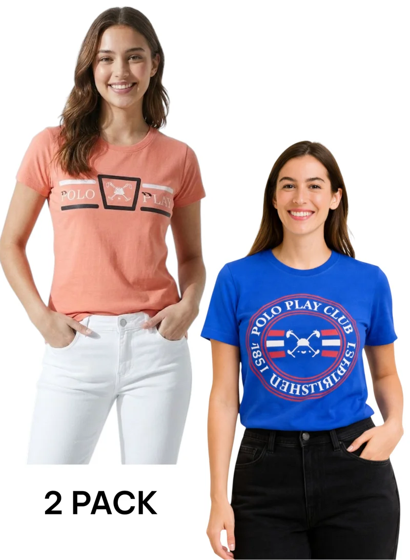 بولو بلاي  Multipack Graphic Print T-Shirt for WOMEN