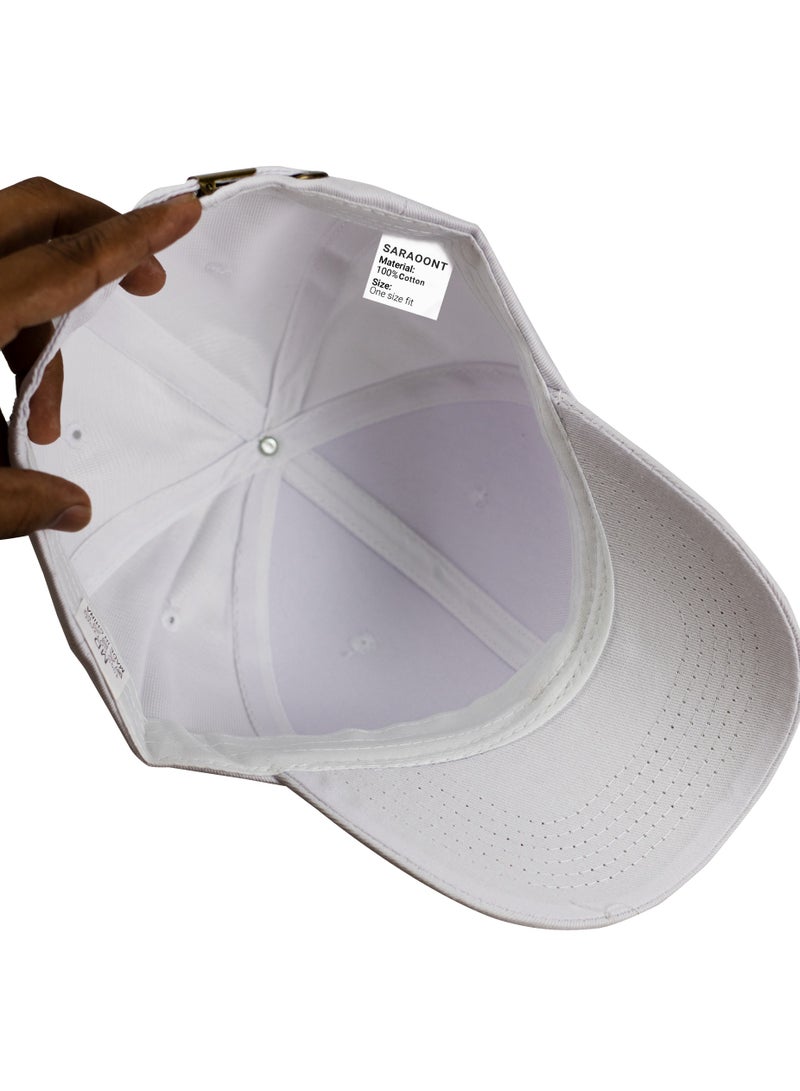 SARAOONT 100% Cotton White Baseball Dad Cap - Adjustable Size Hat for Running, Workouts, and Outdoor Activities - Baseball Cap for Men and Women - Image 5