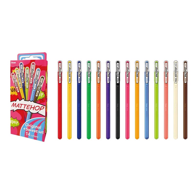 Pentel Matte Hop Original Sweet Color Ballpoint Pen 14 Colors K110V14ST - Image 2