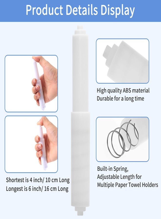MixPeak 4 Pcs Toilet Paper Holder Spring Loaded,Plastic Toilet Tissue Roll Holder Insert, Tissue Holder for Bathroom,White Toilet Paper Holder Replacement Rod for Toilet or Bathroom Fixture - Image 2