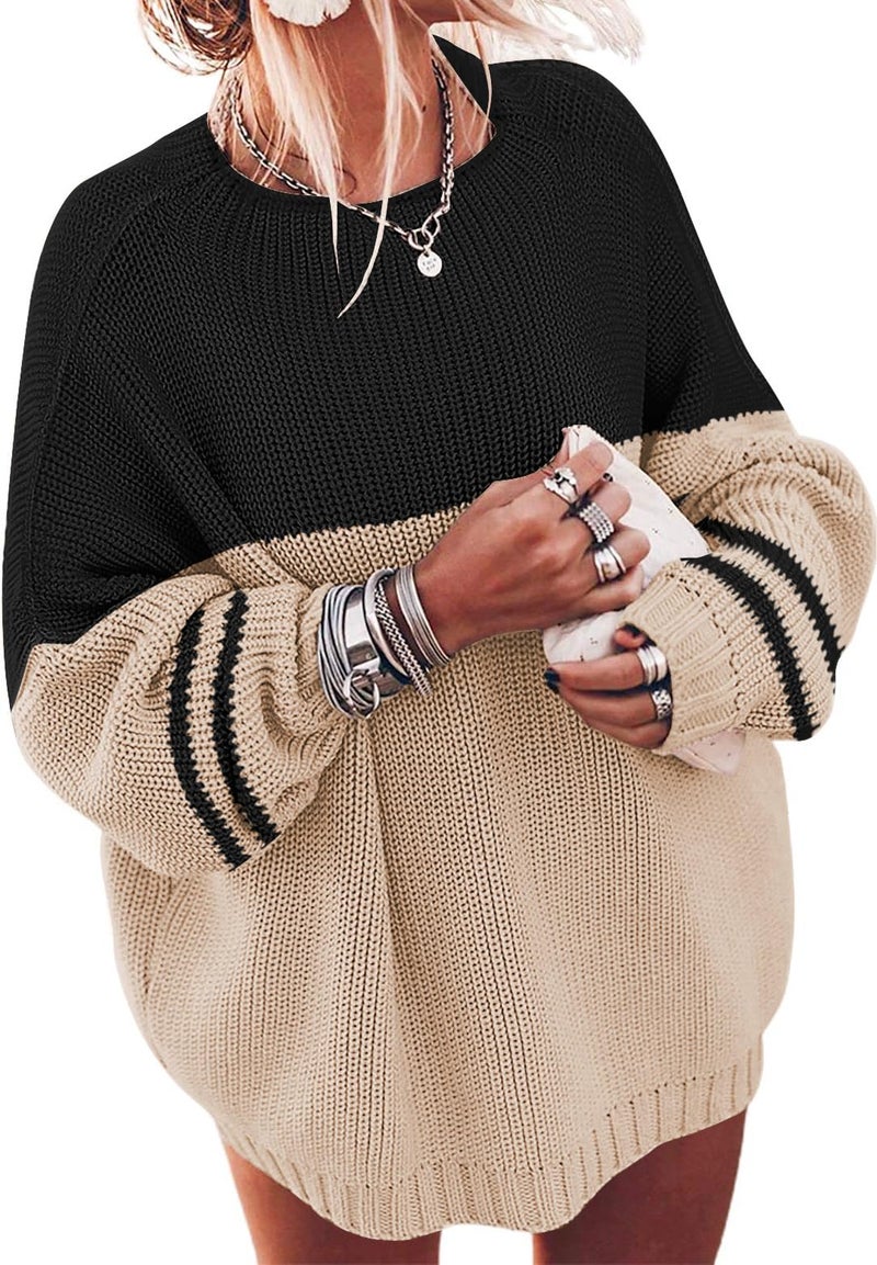 ETCYY Women's Oversized Sweaters Fall 2026 Fashion Winter Clothes Batwing Long Sleeve Knit Sweater Pullover Jumper Tops,Double Khaki,Medium - Image 1