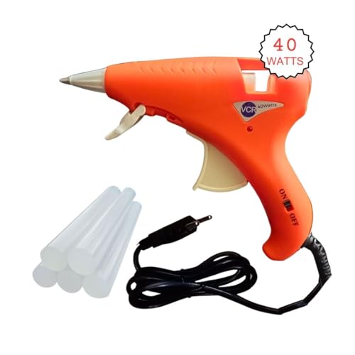VCR 40W Hot Melt Glue Gun for Crafting & DIY Purpose - 40 Watts - ON/Off Switch for Precise Glue Output - Easy To Use Dark Orange Glue Gun + 5 Transparent - 7mm Glue Sticks - VCR 40 Mini - Image 2