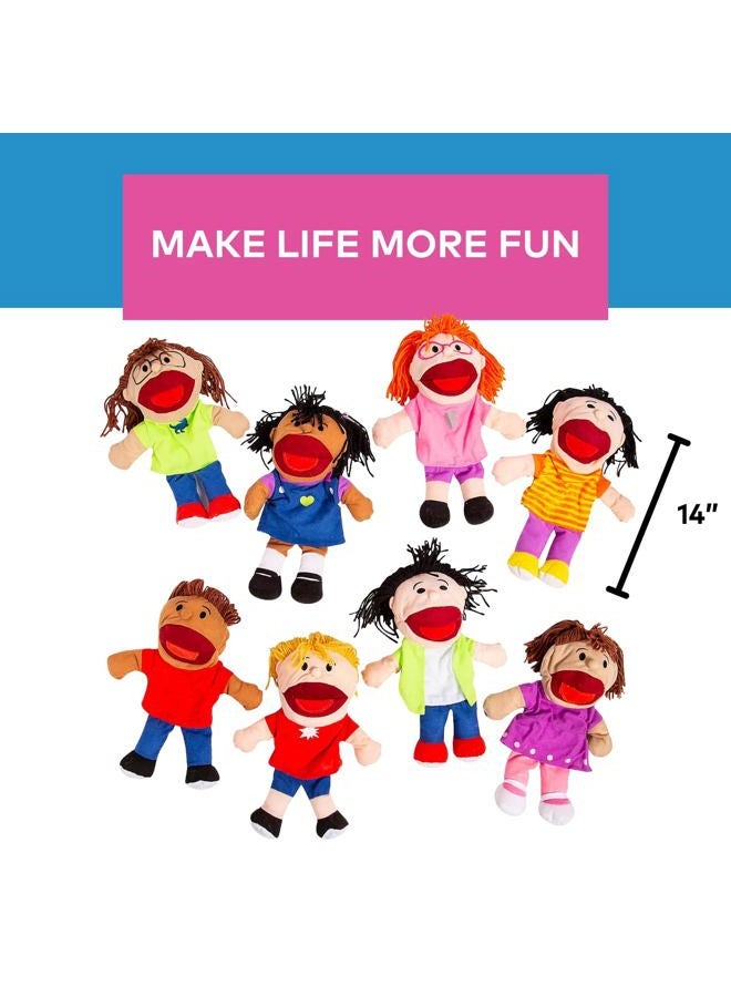 Fun Express Plush Happy Kids Hand Puppets Multi-Ethnic Collection Novelty (Set of 8) - Image 4