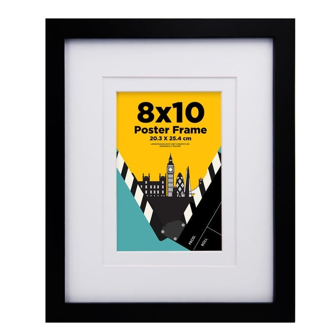 10X8 PHOTO FRAME WITH ACRYLIC GLASS MATTED FOR 6X47X5 INCH OR 8X10 TABLETOP AND WALL MOUNTING 20X25CM POSTER FRAME BLACK