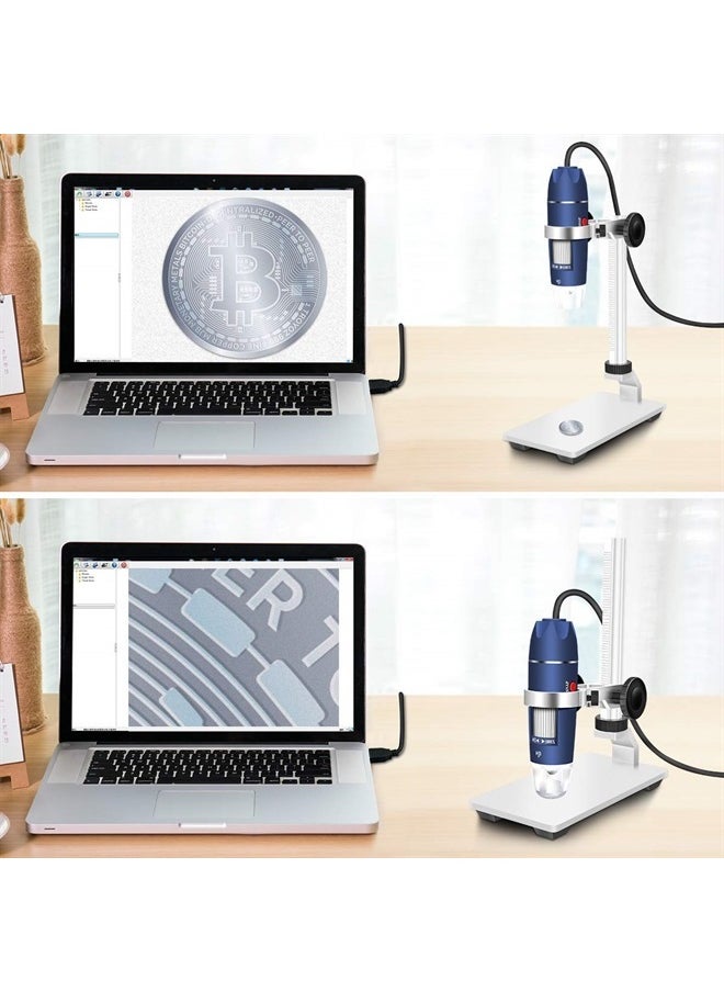 Jiusion HD 2MP USB Digital Microscope 40-1000X Portable Magnification Endoscope Camera with 8 LEDs Aluminum Alloy Stable Stand for OTG Android Mac Windows 7 8 10 11 Linux Chrome  - Image 4