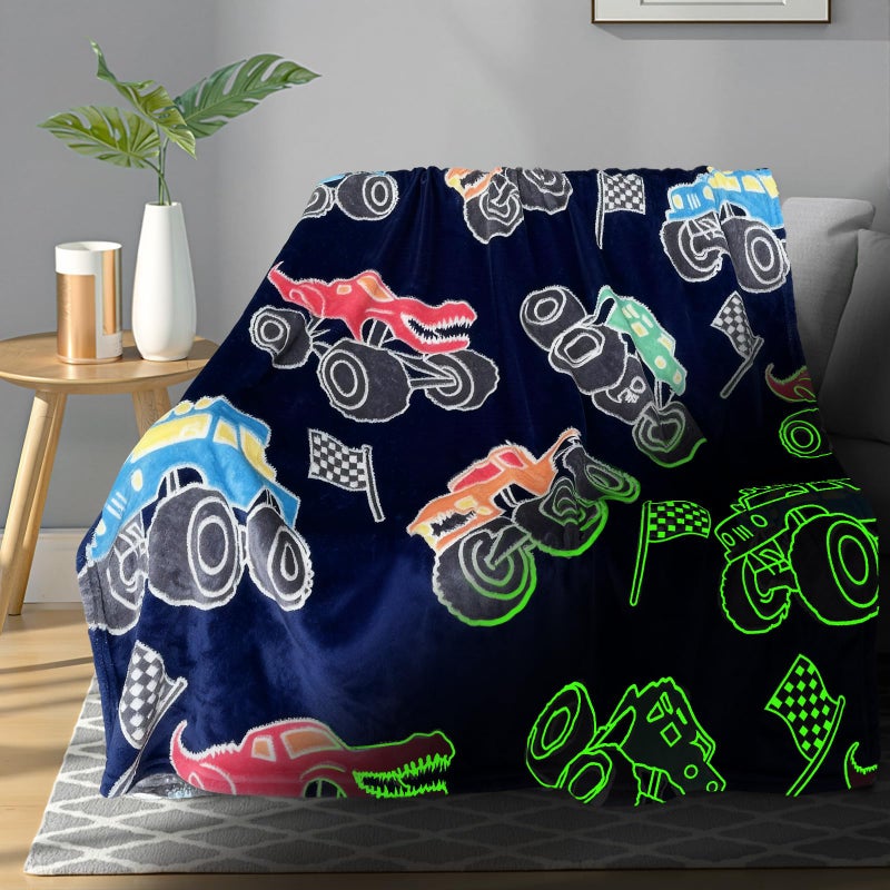 TEHALK Monster Truck Blanket for Boys/Girls/Kids/Toddler/Baby, Monster Truck Toys for Boys Age 3-12, Car Blanket for Birthday/Unique Gifts 40"x 60" - Image 1