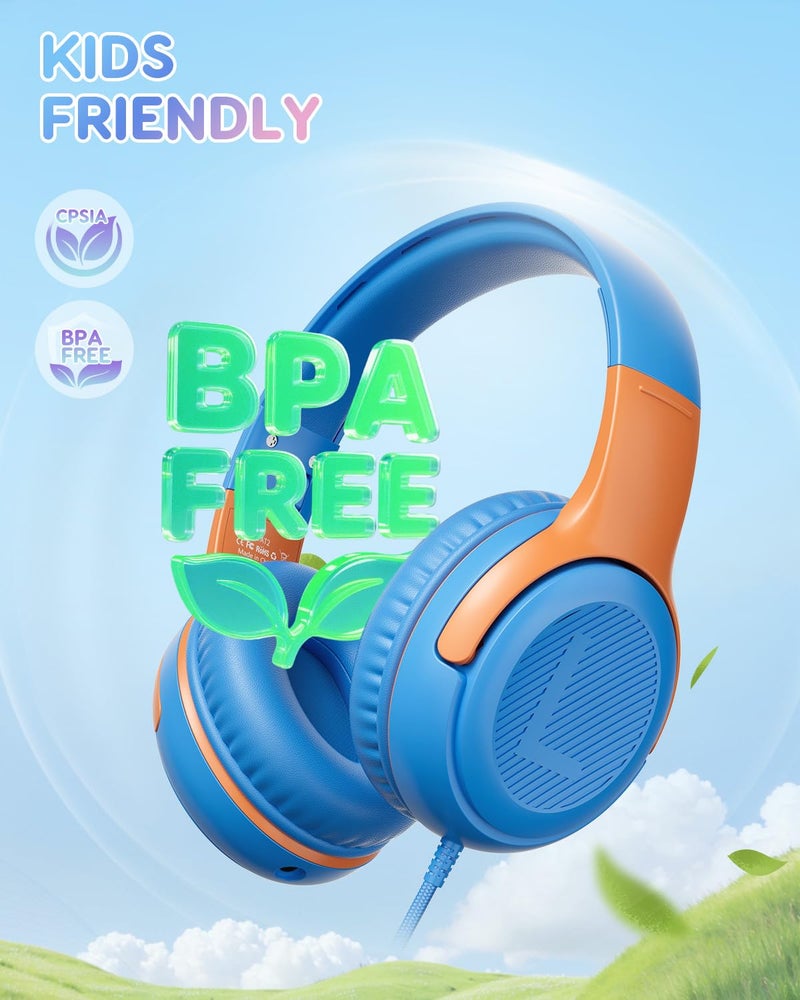 awatrue Kids Headphones Wired Toddler Headphones with Microphone, Over-Ear Headphones, 85/94dB Volume-Limiting, 3.5mm Jack, Foldable On-Ear Design - Safe & Comfortable for Learning & Entertainment - Image 3