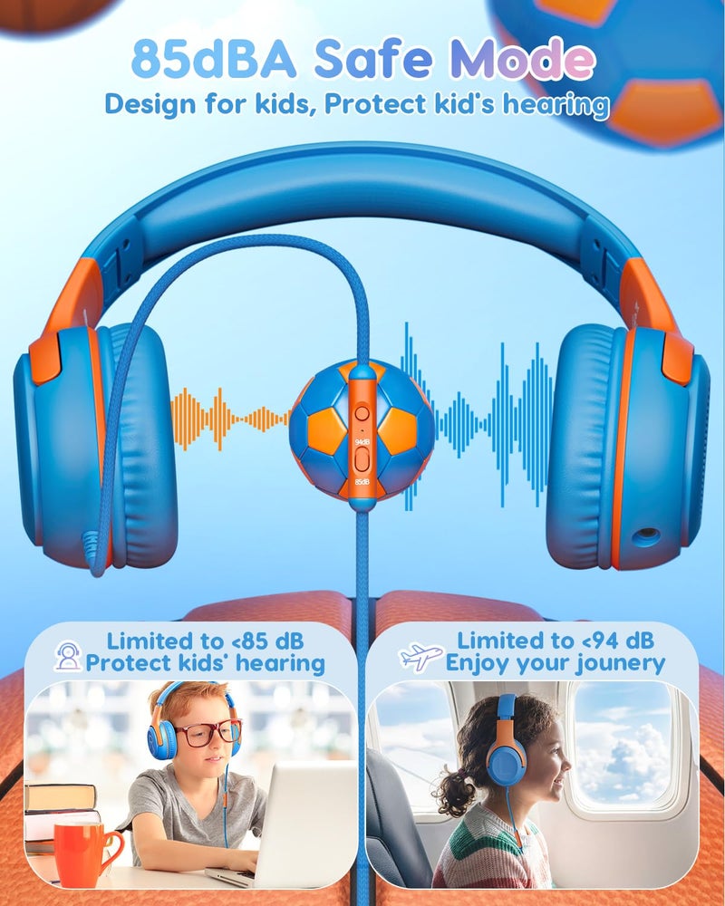 awatrue Kids Headphones Wired Toddler Headphones with Microphone, Over-Ear Headphones, 85/94dB Volume-Limiting, 3.5mm Jack, Foldable On-Ear Design - Safe & Comfortable for Learning & Entertainment - Image 2