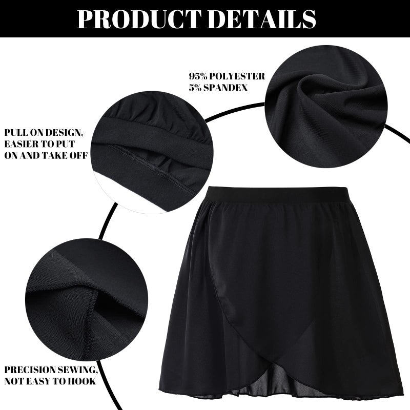 Soudittur Girls Ballet Skirt Women Chiffon Dance Skirt Pull On for Toddler Girls Women (Small, Black) - Image 4