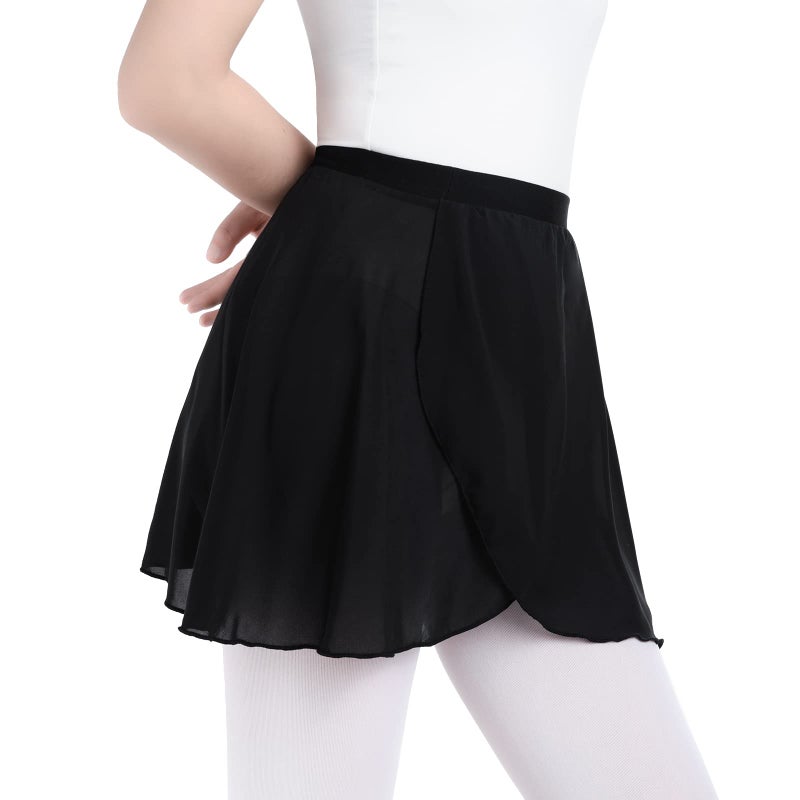 Soudittur Girls Ballet Skirt Women Chiffon Dance Skirt Pull On for Toddler Girls Women (Small, Black) - Image 1