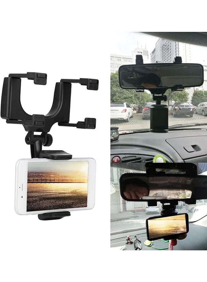 حامل موبايل للمرايا الداخلية في السيارة، دوران 360° مع مشبك قابل للتعديل، حامل عالمي متوافق مع جميع الهواتف الذكية - Image 3