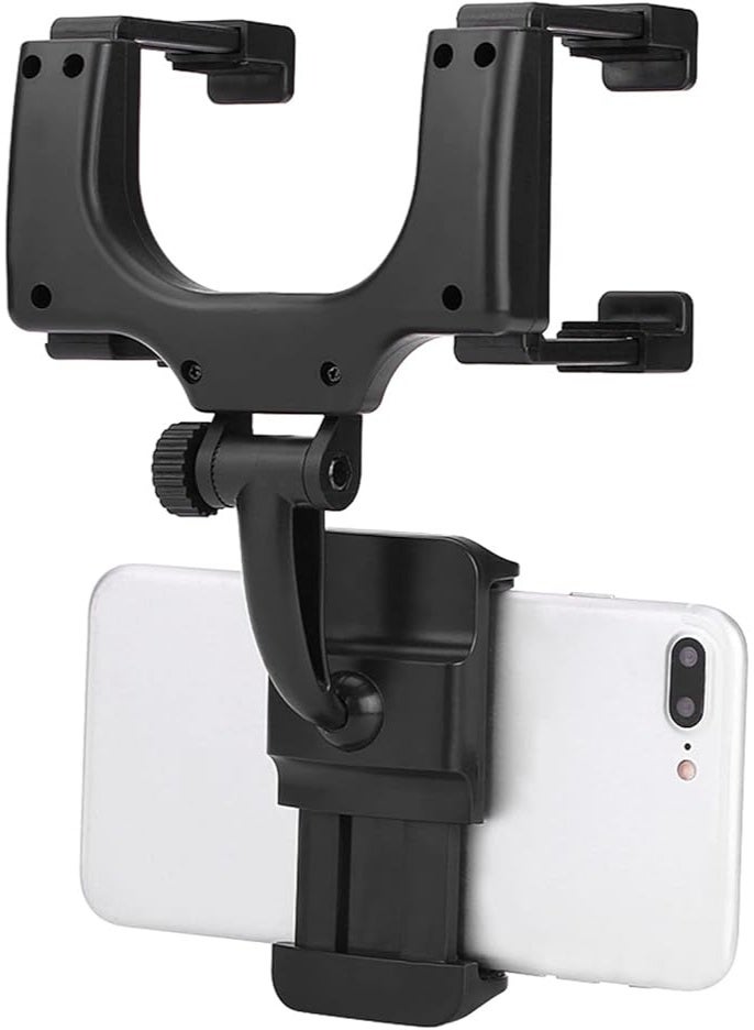 حامل موبايل للمرايا الداخلية في السيارة، دوران 360° مع مشبك قابل للتعديل، حامل عالمي متوافق مع جميع الهواتف الذكية - Image 2