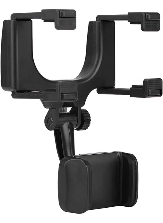 حامل موبايل للمرايا الداخلية في السيارة، دوران 360° مع مشبك قابل للتعديل، حامل عالمي متوافق مع جميع الهواتف الذكية - Image 1