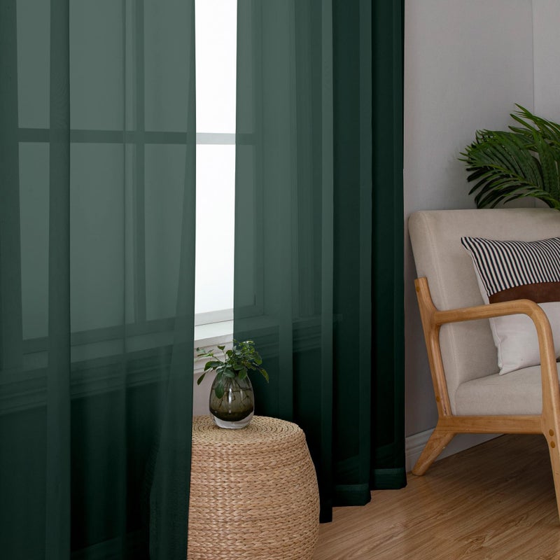 OWENIE Green Sheer Curtain 96 Inches Long 2 Panels Set for Christmas Decoration  Light Filtering Clear Sheer Curtain 95 for Bedroom/Living Room  2Pcs  Each 42"" W x 96"" L - Image 4