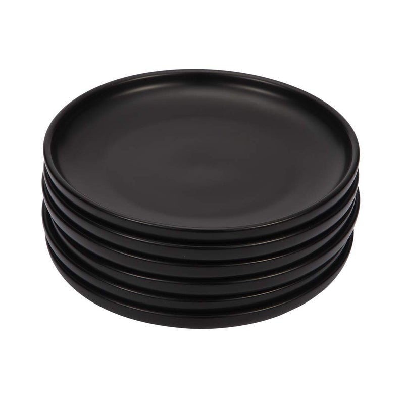 BonNoces 6 Inches Small Appetizer Plates Matte Porcelain  Elegant Mini Size Round Serving Plates for Dessert  Salad  Snacks  Set of 6 (Black) - Image 1