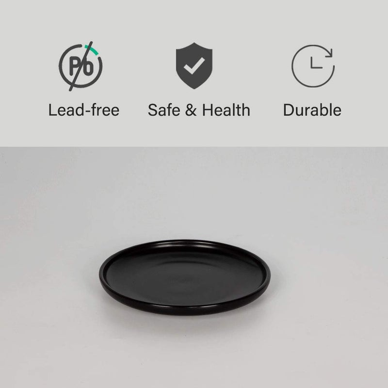 BonNoces 6 Inches Small Appetizer Plates Matte Porcelain  Elegant Mini Size Round Serving Plates for Dessert  Salad  Snacks  Set of 6 (Black) - Image 4
