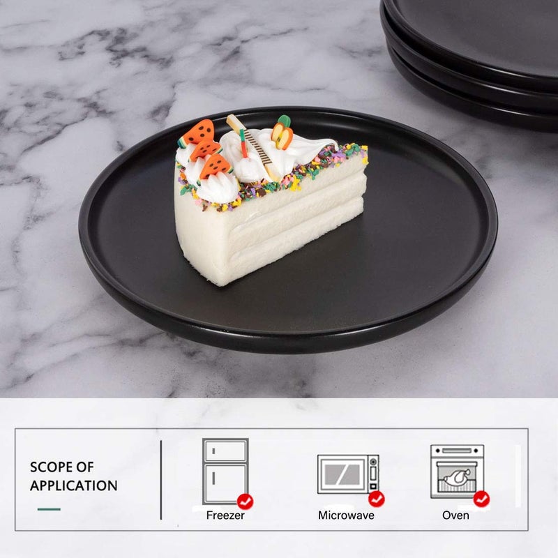 BonNoces 6 Inches Small Appetizer Plates Matte Porcelain  Elegant Mini Size Round Serving Plates for Dessert  Salad  Snacks  Set of 6 (Black) - Image 3