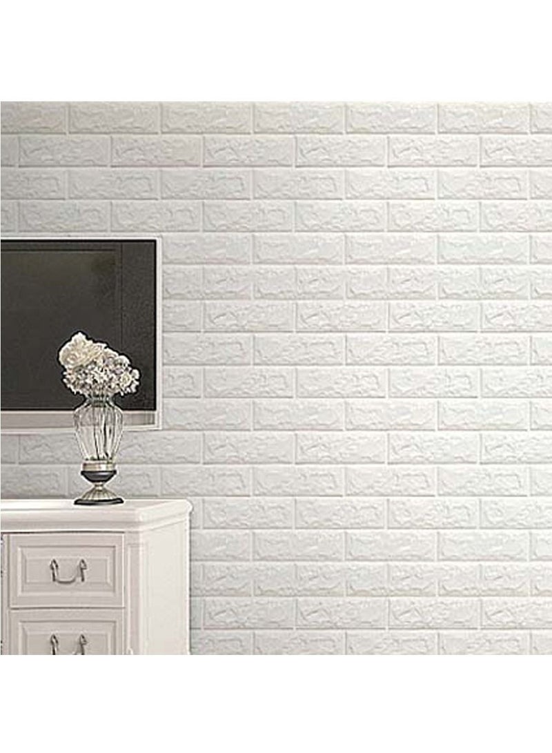 FFD Wall Sticker 3D Brick Wall Sticker Self Adhesive Panels Waterproof Pe Foam White Wallpaper 5pcs - Image 1