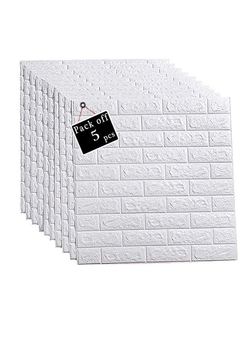 FFD Wall Sticker 3D Brick Wall Sticker Self Adhesive Panels Waterproof Pe Foam White Wallpaper 5pcs - Image 2
