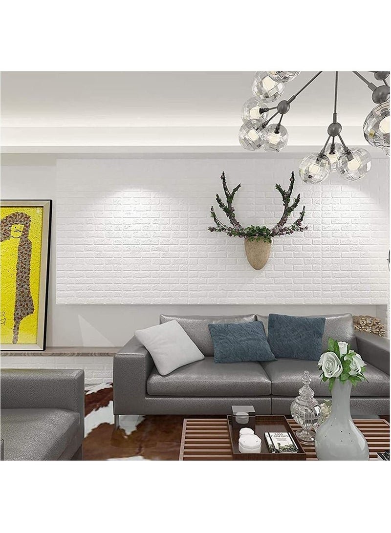 FFD Wall Sticker 3D Brick Wall Sticker Self Adhesive Panels Waterproof Pe Foam White Wallpaper 5pcs - Image 5