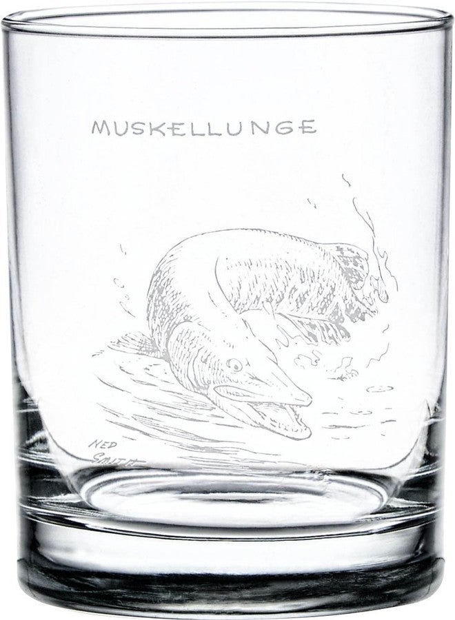 كلفر مجموعة متنوعة من 4 أكواب زجاجية من كولفر نيد سميث، بوزن 14 أونصة (DOF) على شكل سمكة مياه عذبة، بنمط كلاسيكي مزدوج. - Image 4