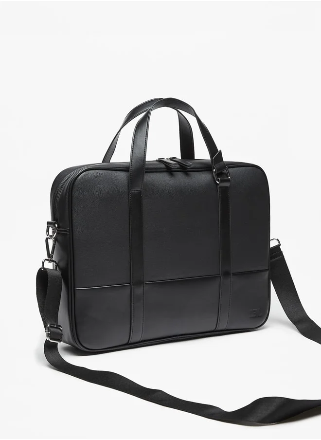 LBL by Shoexpress Solid Laptop Bag with Detachable Strap and Zip Closure