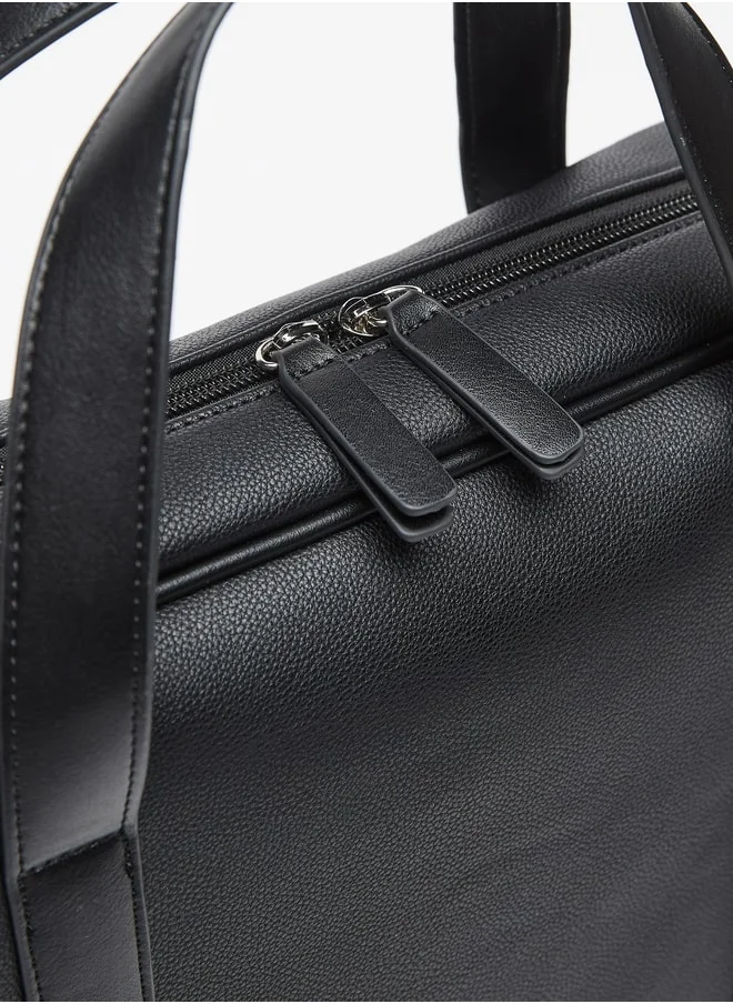 LBL by Shoexpress Solid Laptop Bag with Detachable Strap and Zip Closure