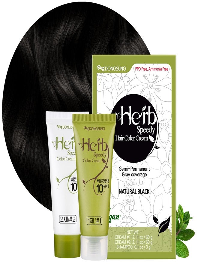 Herb Speedy DONGSUNG Herb Speedy Permanent Color Cream (Natural Black, 1 Pack), PPD-Free Ammonia-Free Vegan Hair Dye with Sun Protection, Odorless, Gentle for Sensitive Scalp, No Eye or Scalp Irritation - Image 1