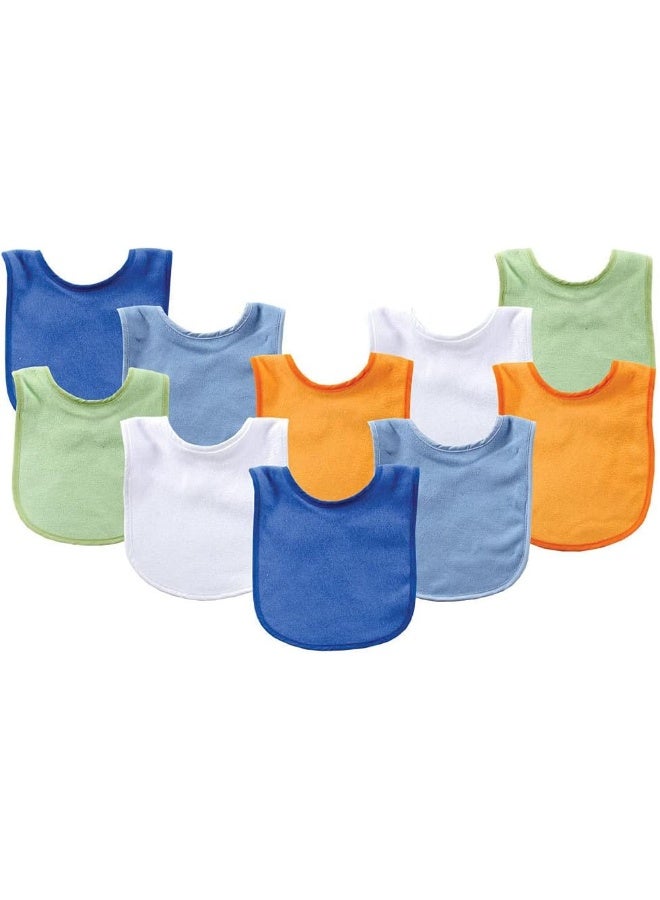Luvable Friends Unisex Baby Cotton Terry Bibs, Blue Orange, One Size - Image 1